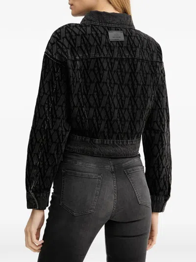 Armani Exchange Patterned Denim Jacket In Black
