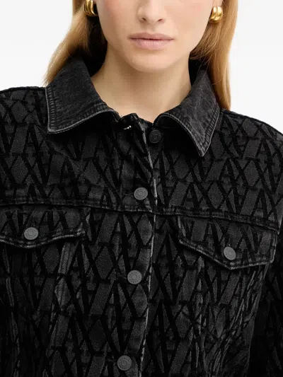 Armani Exchange Patterned Denim Jacket In Black