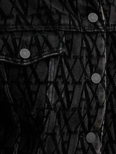 Armani Exchange Patterned Denim Jacket In Black