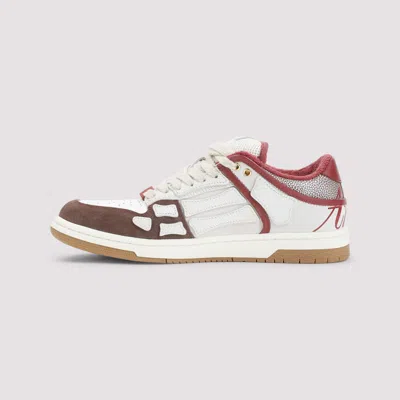 Amiri Brown Xl Skel Top Low Cow Leather Sneakers In White