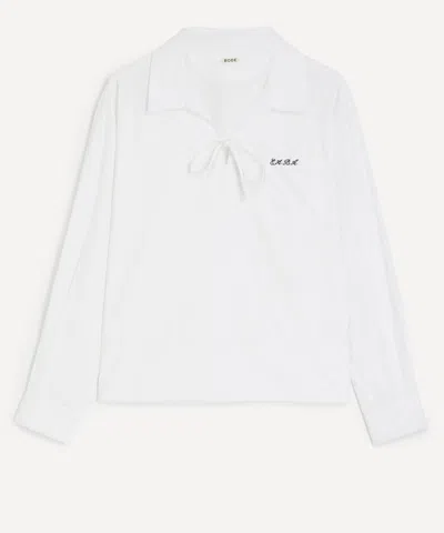 Bode Mens Cotton Maze Long-sleeve Shirt In White