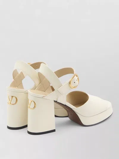 Valentino Sandalo Con Plateau Fawcette In Vitello Abrasivato 100mm In Neutral