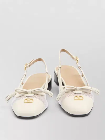 Valentino Garavani Valet Du Roi Tasseled Leather And Mesh Slingback Ballet Flats In White
