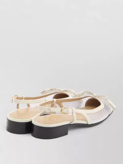 Valentino Garavani Valet Du Roi Tasseled Leather And Mesh Slingback Ballet Flats In White
