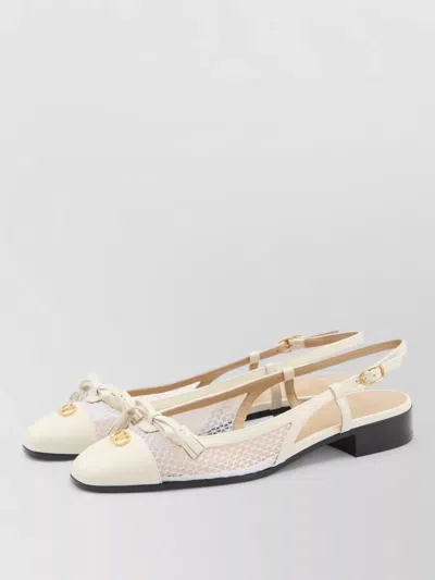 Valentino Garavani Valet Du Roi Tasseled Leather And Mesh Slingback Ballet Flats In White