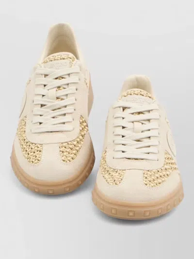 Valentino Garavani Upvillage Sneakers In Woven Raffia In Neutral
