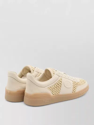 Valentino Garavani Upvillage Sneakers In Woven Raffia In Neutral