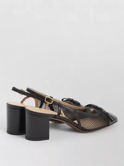 Valentino Garavani Valet Du Roi Slingback Pump In Mesh And Kidskin 60mm Woman Black 41.5 In Black