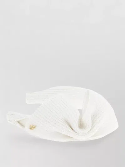 Maison Michel Beth Headband Featuring Bow Knit Texture In White