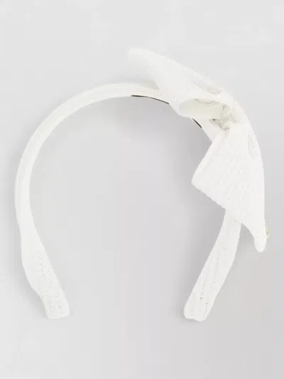 Maison Michel Beth Headband Featuring Bow Knit Texture In White