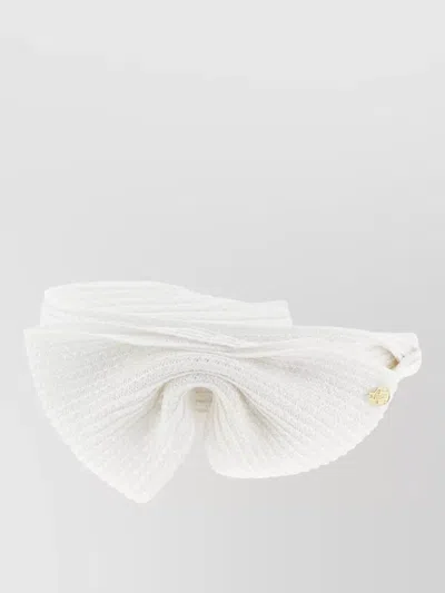 Maison Michel Beth Headband Featuring Bow Knit Texture In White