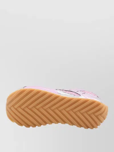 Bottega Veneta Women 'orbit' Pink Sneakers With Logo Lettering Print In Lightweight Techno Mesh Woma In Multi