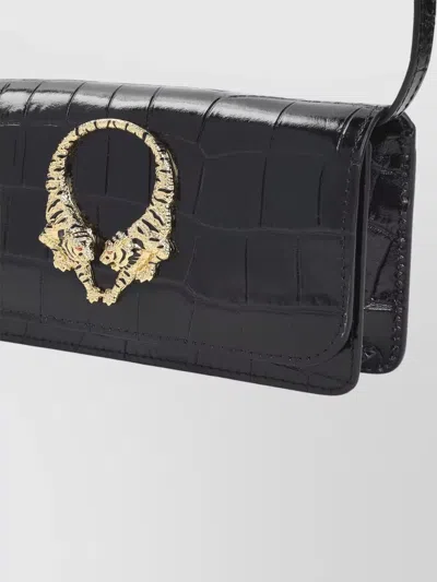 Roberto Cavalli Black Leather Roar Mini Bag