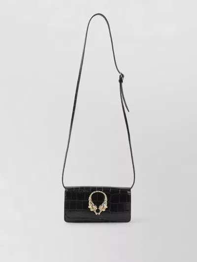 Roberto Cavalli Black Leather Roar Mini Bag