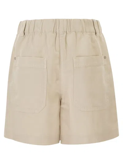 Brunello Cucinelli Women Cotton And Linen Shorts With Jewellery In Multi