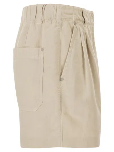 Brunello Cucinelli Women Cotton And Linen Shorts With Jewellery In Multi