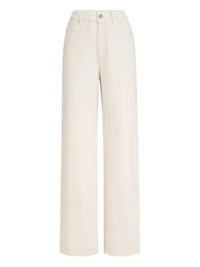 Brunello Cucinelli Cotton-wool Barrel Cuff Wide-leg Jeans In Multi