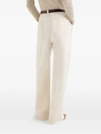 Brunello Cucinelli Cotton-wool Barrel Cuff Wide-leg Jeans In Multi