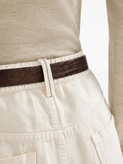 Brunello Cucinelli Cotton-wool Barrel Cuff Wide-leg Jeans In Multi
