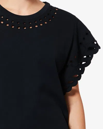 Isabel Marant Étoile Orlane Broderie Anglaise Cotton-jersey Mini Dress In Black