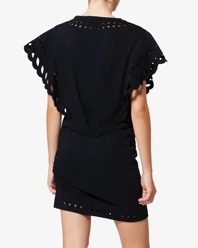 Isabel Marant Étoile Orlane Broderie Anglaise Cotton-jersey Mini Dress In Black