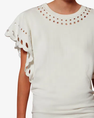 Isabel Marant Étoile Orlane Eyelet Ruffle-sleeve Mini T-shirt Dress In White