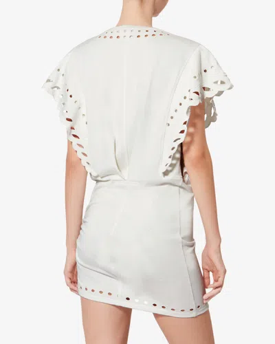 Isabel Marant Étoile Orlane Eyelet Ruffle-sleeve Mini T-shirt Dress In White