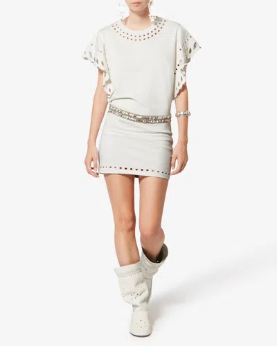 Isabel Marant Étoile Orlane Eyelet Ruffle-sleeve Mini T-shirt Dress In White