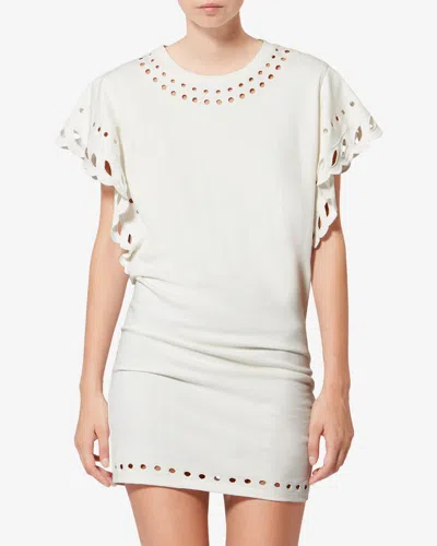 Isabel Marant Étoile Orlane Eyelet Ruffle-sleeve Mini T-shirt Dress In White