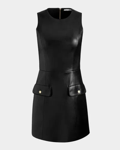 Alice And Olivia Marcella Faux Leather Sleeveless Mini Dress Black