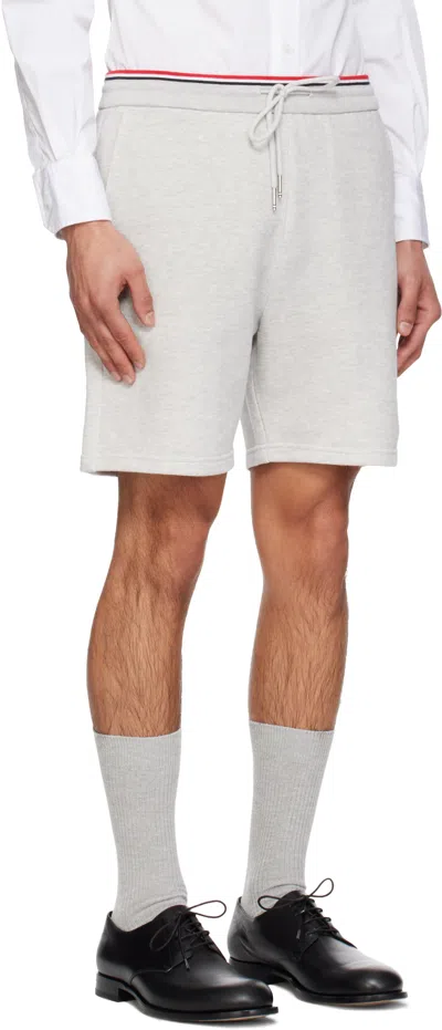 Thom Browne Stripe-detail Track Shorts In Gray