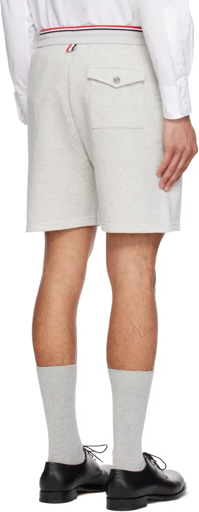 Thom Browne Stripe-detail Track Shorts In Gray