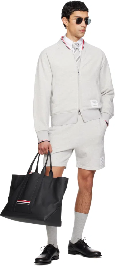 Thom Browne Stripe-detail Track Shorts In Gray