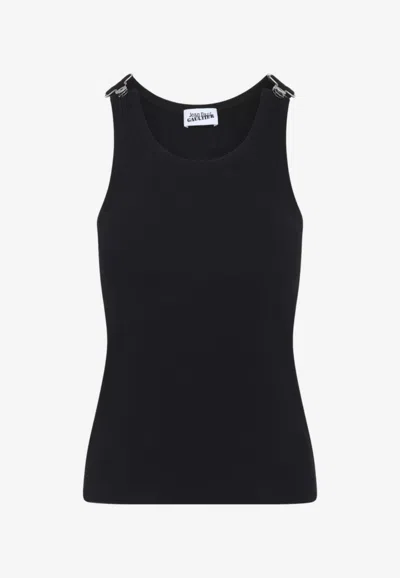 Jean Paul Gaultier Ribbed Tank Top With Overall Buckles Black