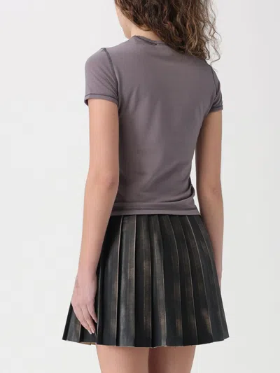 Diesel Slim T-shirt With Heart Print And Studs In Gray