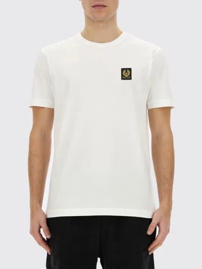 Belstaff Short Sleeved Mens Logo Patch T-shirt In White