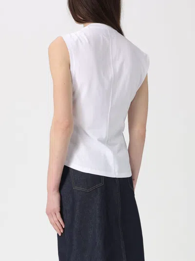 Isabel Marant Organic Cotton Ribbed Crew-neck Asymmetric Sleeveless Cutout T-shirt In White