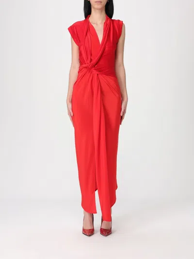 Victoria Beckham Womens Cardinal Red Asymmetric Plunge Stretch-woven Maxi Dress