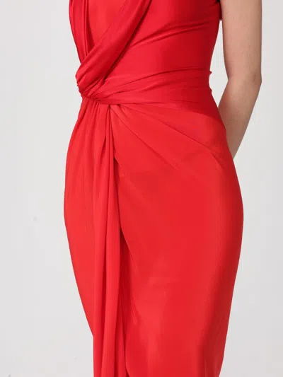 Victoria Beckham Womens Cardinal Red Asymmetric Plunge Stretch-woven Maxi Dress