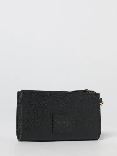 Marc Jacobs Rectangular Leather Clutch Wrist Strap In Black
