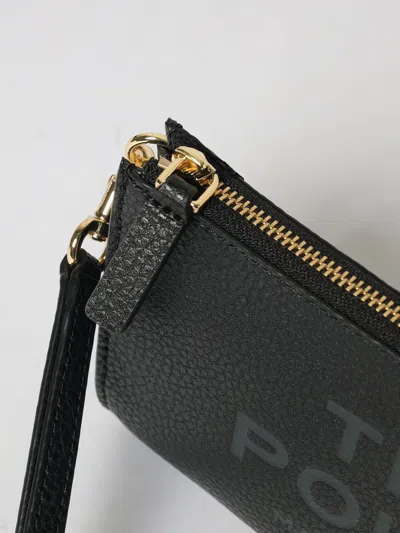 Marc Jacobs Rectangular Leather Clutch Wrist Strap In Black
