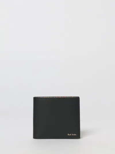 Paul Smith Leather Bifold Wallet Horizontal Folding Design In Black