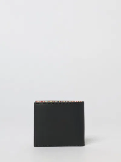 Paul Smith Leather Bifold Wallet Horizontal Folding Design In Black