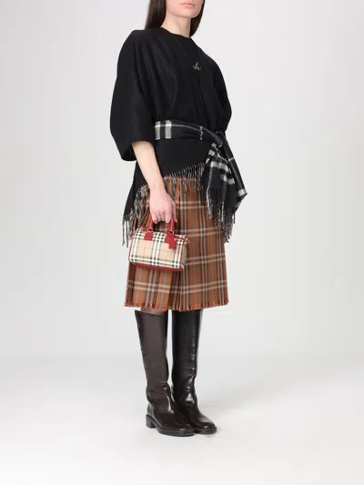 Burberry Check Cursive Logo Cotton T-shirt Clothing In Black