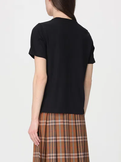 Burberry Check Cursive Logo Cotton T-shirt Clothing In Black