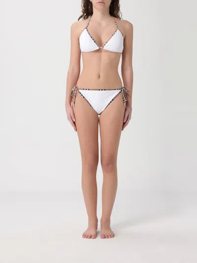 Burberry Mata Checked-piped Triangle Bikini In White