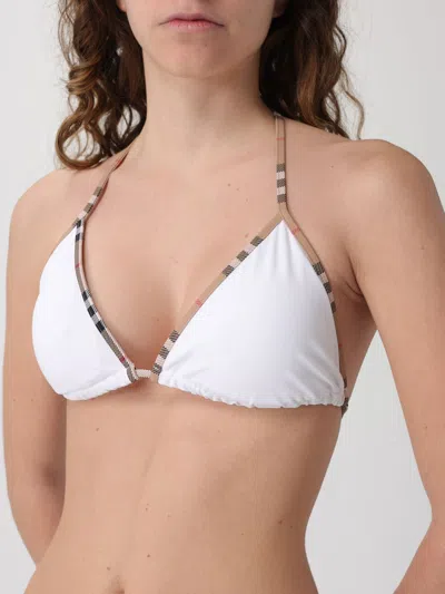 Burberry Mata Checked-piped Triangle Bikini In White