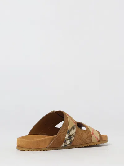 Burberry Check Pattern Flat Sandals Dual Straps In Brown