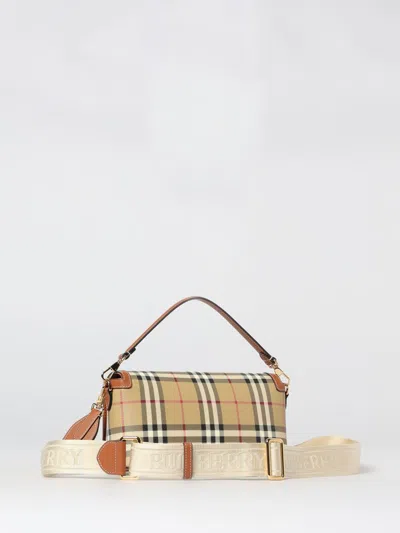 Burberry Vintage Check Logo-plaque Shoulder Bag In Brown