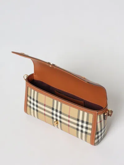 Burberry Vintage Check Logo-plaque Shoulder Bag In Brown